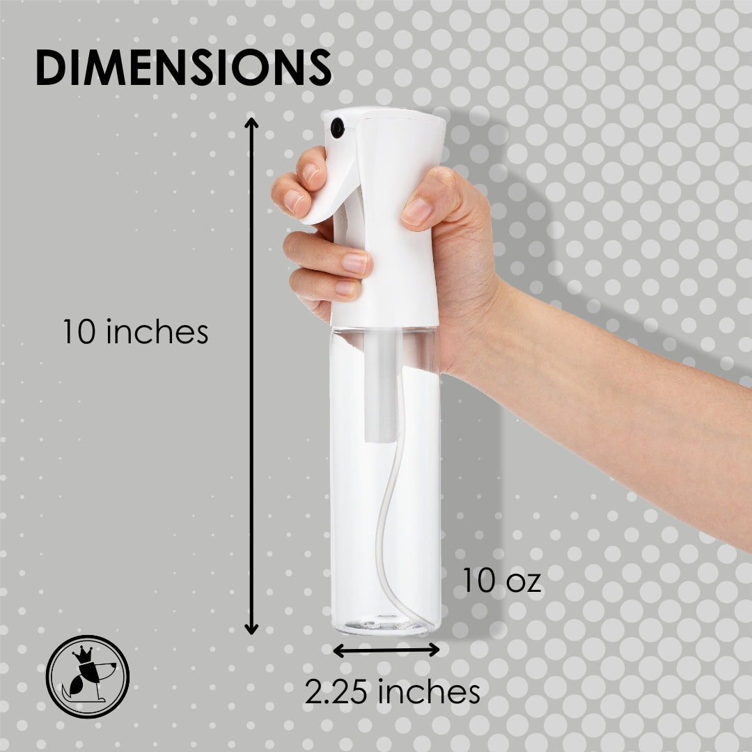 10oz Fine Mist Spray Bottle (Case of 36 / White Sprayer / Clear Bottle)