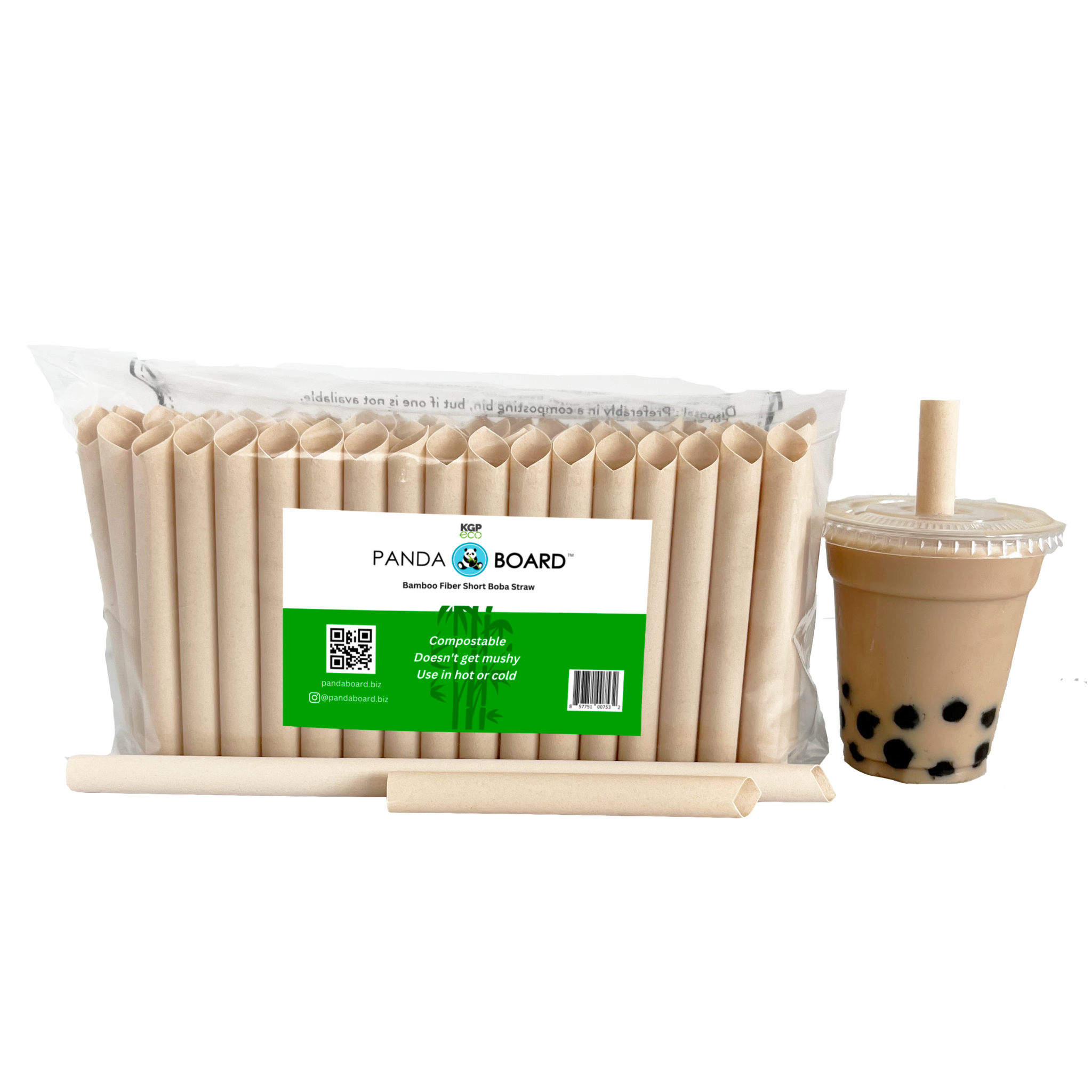 Basic Nature 9.1 inch Disposable Boba Straws, 2000 Sustainable Straws - Wider Mouth, Doesn't Alter Flavors, Green PLA / PBAT Straws, for Hot and Cold