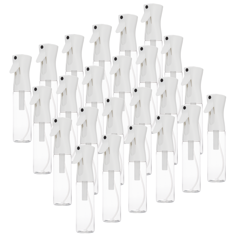 10oz Fine Mist Spray Bottle (Case of 36 / White Sprayer / Clear Bottle)